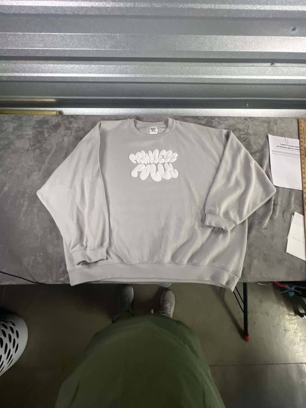 Princess Polly Bubble Logo Sweatshirt Size 12 Grey Puff Lettering